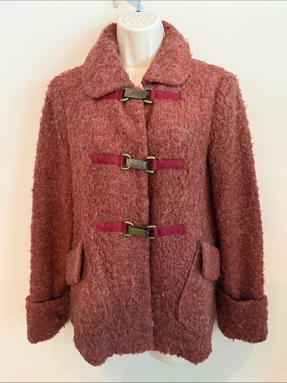 Tabitha Dusty Rose Bouclé Toggle Pea Coat